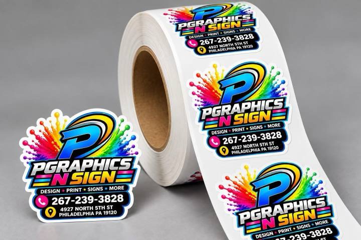 Custom die-cut stickers by P Graphics N Sign
